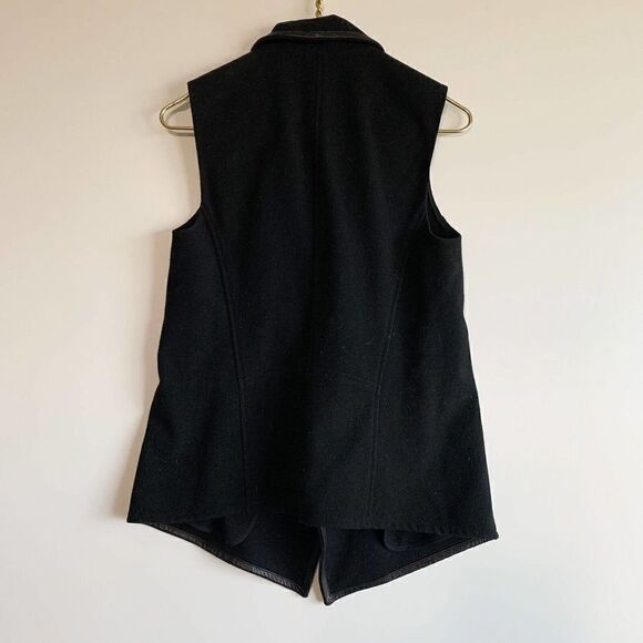 Vince Felted wool Cascading Drape Vest Lamb Leather Trim & Pockets - Picture 3 of 4